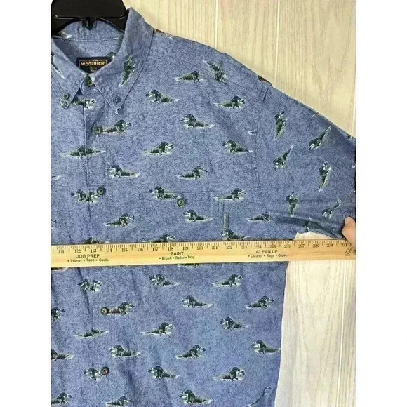 Woolrich Button Shirt Mens XL Blue Bird Dog Hunting Labrador Retriever Outdoor - Picture 8 of 9